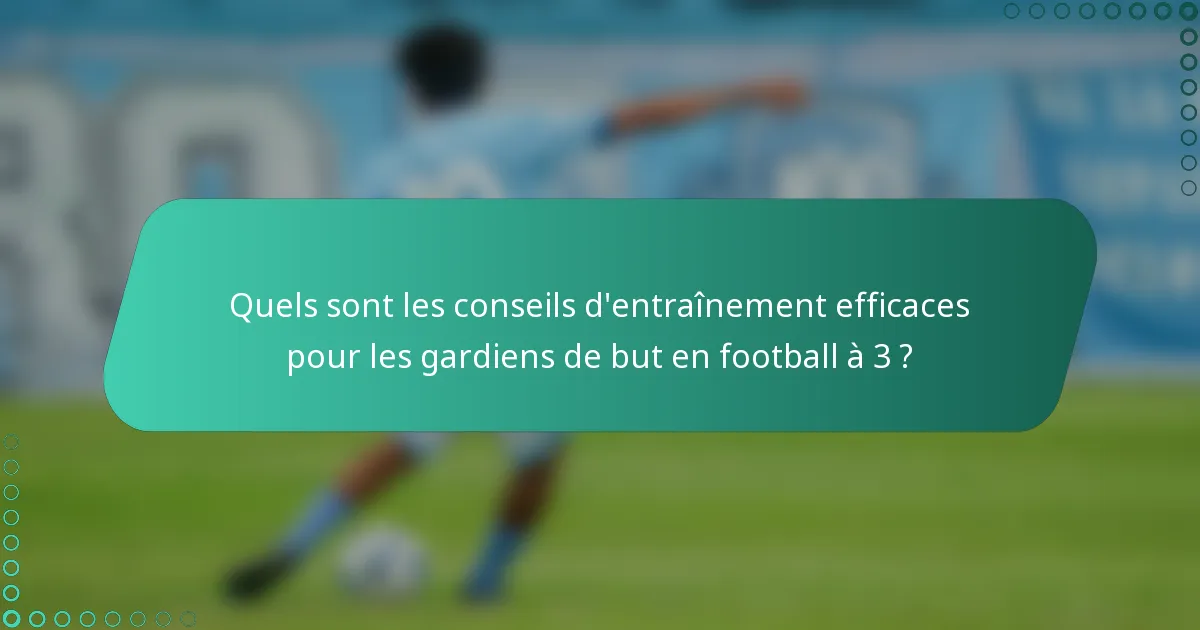Quels sont les conseils d'entraînement efficaces pour les gardiens de but en football à 3 ?